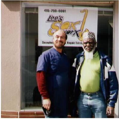 Pharoah Sanders inside Lee's Sax Worx